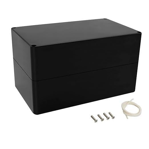 LeMotech Project Box ABS Plastic Junction Box IP65 Waterproof Hobby Box Electrical Boxes Universal Enclosure for Electronic Black 7.7X 4.6X 4.3 inch(200x120x113mm)（Pack of 1 by LeMotech