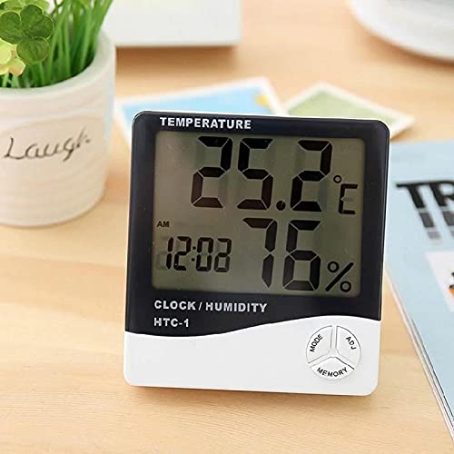 HTC-1 Digital Hygrometer Indoor Thermometer Clock/Alarm Humidity Meter Room Thermometer with Temperature and Humidity Monitor Mini Hygrometer Outdoor - Image 7
