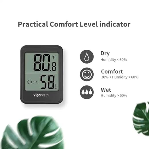 Digital Hygrometer Indoor Thermometer - Humidity Meter for Home, Bedroom, Baby Room, Office, Greenhouse - AAA Battery-Powered Humidity Gauge (Black) - Image 4