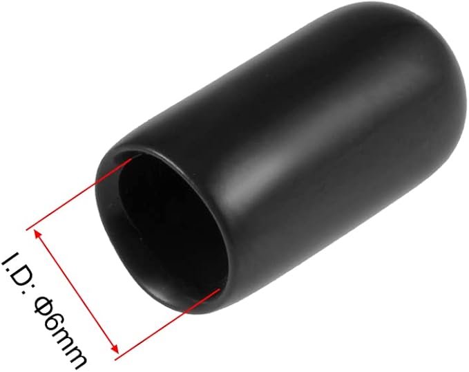 uxcell 20pcs Rubber End Caps 1/4"(6mm) ID Vinyl Round Tube Bolt Cap Cover Thread Protectors Black - Image 3