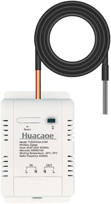 Zigbee High Power 16A Smart WiFi Temperature Controller with Waterproof DSB1820 Probe , app Control,Greenhouse,,Aquarium, Pet Breeding,Incubator,Reptile,Alexa/tuya zigbee hub Required（USB5VAC 85-250V） by Unknown