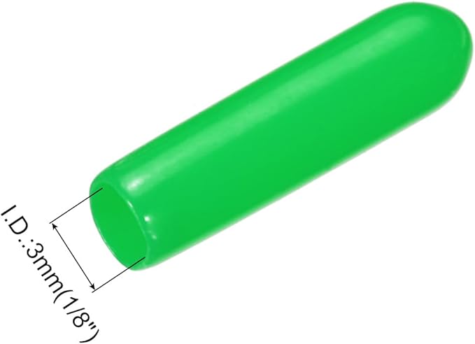 uxcell 20pcs Rubber End Caps 3mm(1/8") ID Vinyl PVC Round Tube Bolt Cap Cover Screw Thread Protectors Green - Image 3