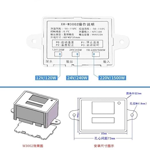 Marhynchus XH-W3005 Digital LCD Hygrometer Switch Controller Humidity Sensor hygrostat High Accuracy 0 to 99% RH 12V/24V/220V (Optional)(12V) Humidity Switch humidity hygrostat - Image 4