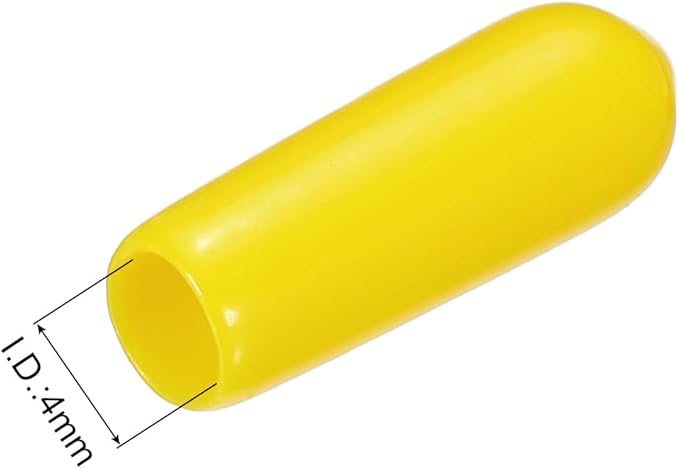 uxcell 20pcs Rubber End Caps 4mm ID Vinyl PVC Round Tube Bolt Cap Cover Screw Thread Protectors Yellow - Image 3