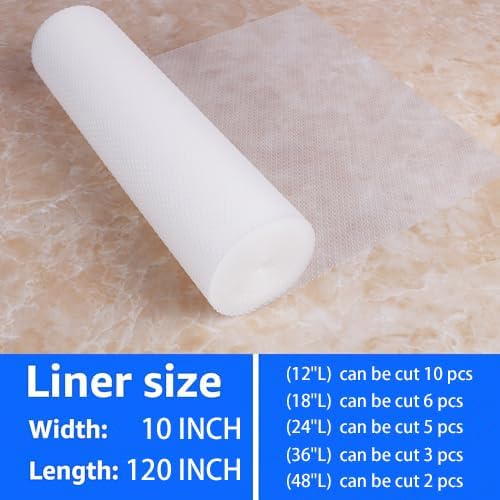 PABUSIOR Clear Kitchen Cabinet Liner: Waterproof Refrigerator Shelf Liner Small - Non-Adhesive Non Slip Pantry Drawer Mat for Cupboard Shelves Translucent 10" W x 120" L - Image 9