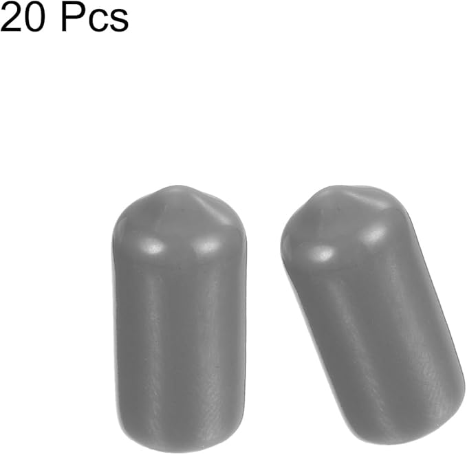 uxcell 20pcs Rubber End Caps Protective Caps 7.5mm ID Vinyl PVC Round Tube Bolt Cap Cover Screw Thread Protectors, Light Grey - Image 2