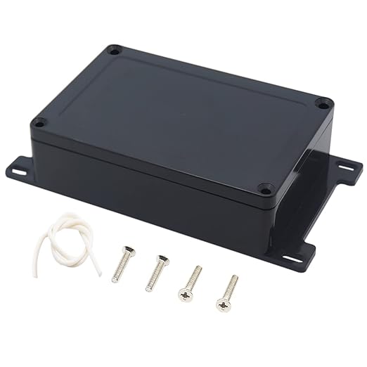 Junction Box, Zulkit Project Box Waterproof Dustproof IP65 ABS Universal Electrical Boxes Enclosure with Fixed Ear Black 5.91 x 3.94 x 1.73 inch (150 x 100 x 44 mm)(Pack of 1) by Zulkit