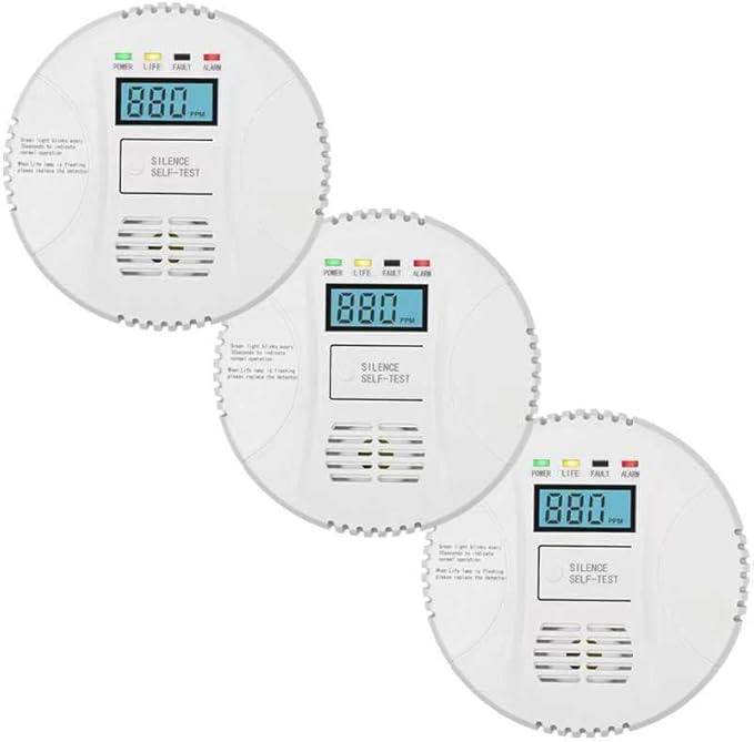Combination Gas and Carbon Monoxide Detector Plug-in | CO Alarm & Natural Gas Combustible Detector | Digital Display, Battery Backup, Easy Install | for Home Kitchen Safety Monitoring (3Pack) by Vzmcov