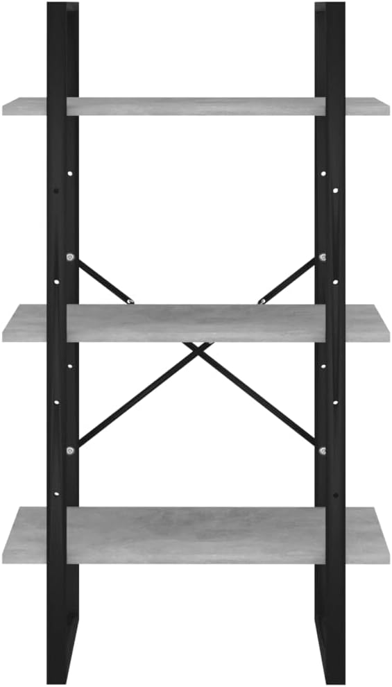 Grey 3-Tier Industrial Storage Shelf 11.8x23.6x41.3 in Matte Engineered Wood & Metal Frame Narrow Bookcase for Living Room Bedroom Office Organization - Image 6