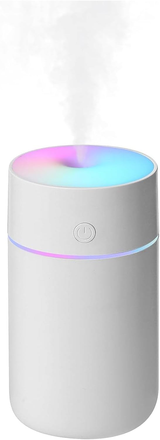 Humidifier, Humidifiers for Bedroom with Colorful Atmosphere Lights,2 Mist Modes Quiet, Easy to Clean, Small Portable for Plants, Baby, Car, Travel and Office(White) by Unknown