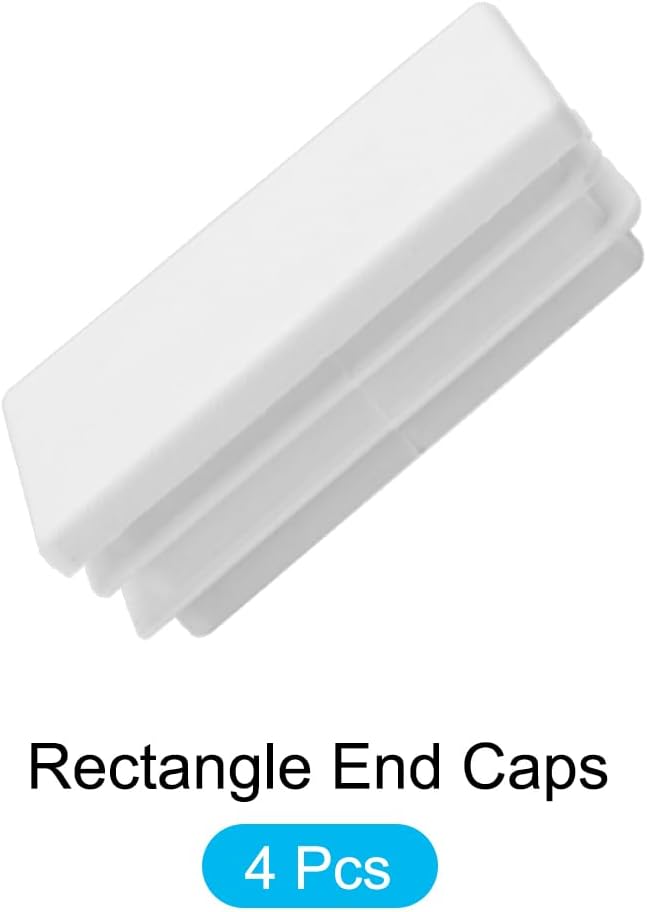 METALLIXITY Rectangle End Caps (60 x 40mm) 4Pcs, Plastic Rectangle Tube Inserts Threaded End Blanking Caps Protector - for Furniture Table Chair Legs, White - Image 5