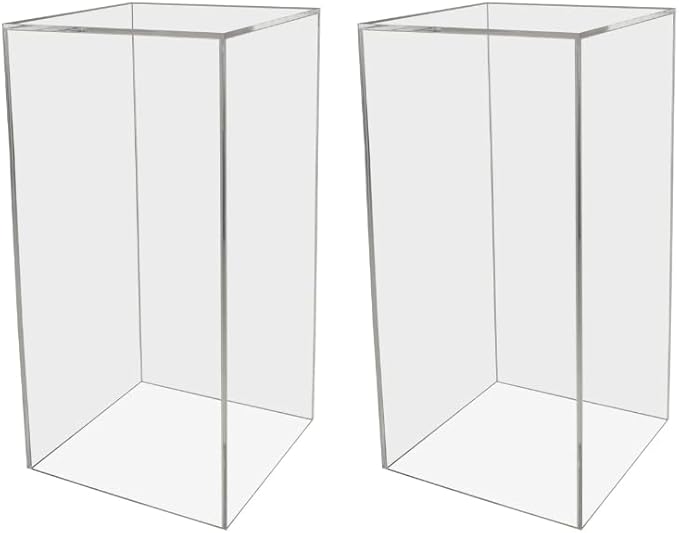 Marketing Holders 2 Pack Riser Display Box Clear Acrylic 12" x 12” x 19” No Lids Hollow Pedestal 5 Sided Display Trinkets Tower Dust Cover Bin Collectibles Elevated Multi Use Showcase No Assembly by MarketingHolders