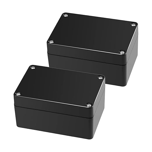 2 Pack Black Waterproof Plastic Project Box ABS IP65 Electronic Junction Box Enclosure 3.94 x 2.68 x 1.97 inch (100 x 68 x 50 mm) by PINFOX