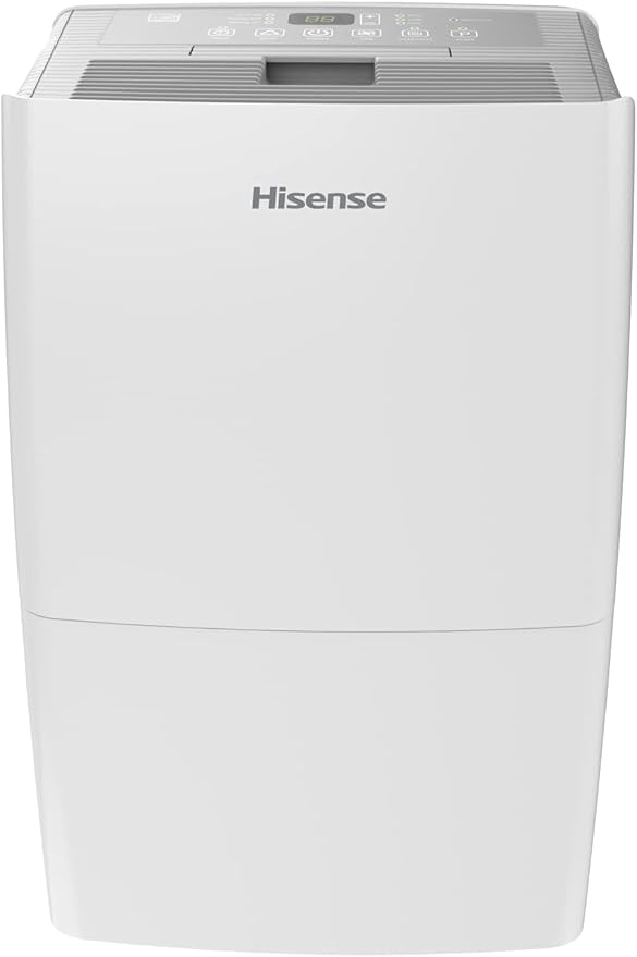 Hisense 50 Pint 3-Speed Dehumidifier with Built-in Pump, 3 Modes Auto, Continuous, Manual, White, Up to 4500 sq ft, Noise level 50 dB, HT5021KP (Renewed) by Amazon+Renewed