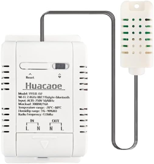 High Power Tuya 16A WiFi Temperature Humidity Controller -Wireless Remote Control with Energy Consumption Monitoring,for Greenhouse,Homebrew,Climbing Pet Breeding,Incubator,Alexa Voice Compatible by Unknown