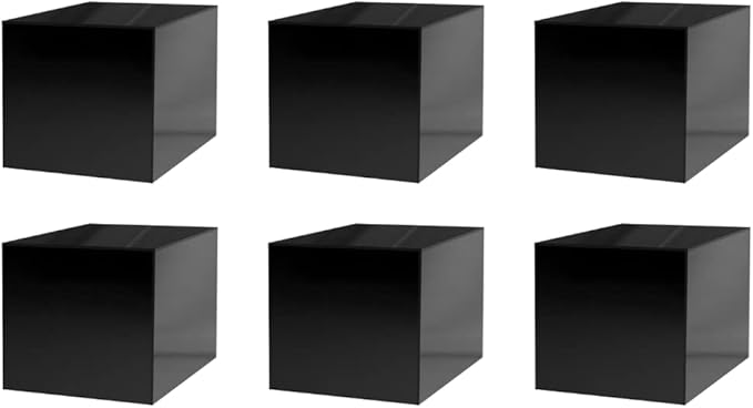 6 Pack 7 Inch Black Acrylic Display Box Versatile Square Plexiglass Retail Product Storage Bin or Merchandise Riser with One Open Side No Assembly by Marketing Holders by MarketingHolders
