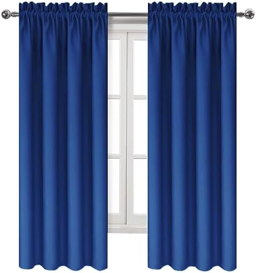 DWCN Blackout Curtains Room Darkening Thermal Insulated Bedroom Curtains Window Curtain Panels, 52 x 63 inches Long, Set of 2 Classic Blue Rod Pocket Drapes - Image 9