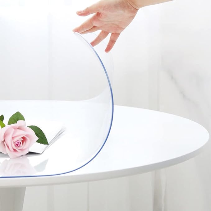 40 Inch Round Table Protector Clear Dining Room Table Cover Runner Circle Vinyl Table Protector Pad Heavy Duty Plastic Desk Mats PVC Tablecloth for Wood Marble Glass Table Waterproof Easy Clean by SoRoel