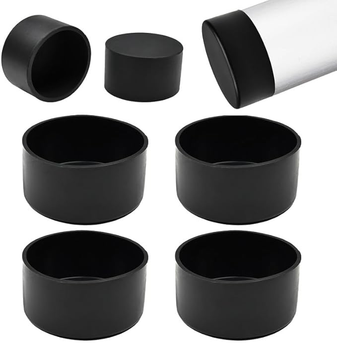 2-1/2" (62.5mm) Silicone Chair Leg Floor Protectors, Rubber Chair Leg Caps, Non-Slip Furniture Pads Round Chair Feet Covers End Caps for Hardwood Floors, Patio & Table Foots, Black (4PCS) by EASYEAH