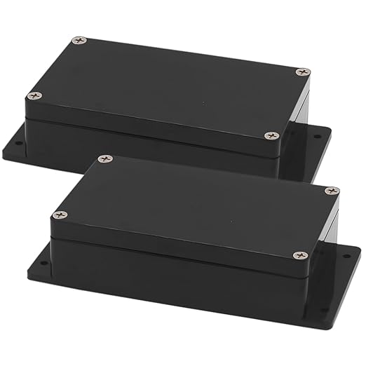 Zulkit Junction Box ABS Plastic Dustproof Waterproof IP65 Universal Electrical Boxes Project Enclosure with Fixed Ear Black 7.87 x 4.72 x 2.2 Inch (200 x 120 x 56 mm)(Pack of 2) by Zulkit