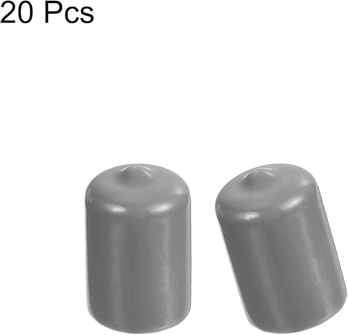 uxcell 20pcs Rubber End Caps Protective Caps 18mm ID Vinyl PVC Round Tube Bolt Cap Cover Screw Thread Protectors, Light Grey - Image 2