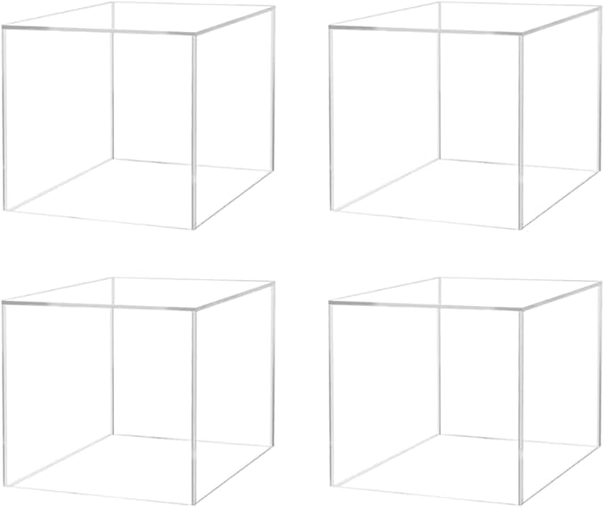 4 Pack Acrylic Cube Clear 6" Flower Vase Decorative Centerpiece Box for Homes and Weddings No Lid No Assembly by Marketing Holders by MarketingHolders
