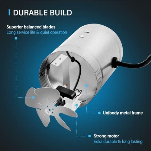 iPower 4 Inch Inline Booster Duct Fan 100 CFM HVAC Exhaust Ventilation Blower with Low Noise for Grow Tent, Basements, Bathrooms, Kitchens and Attics - Image 6
