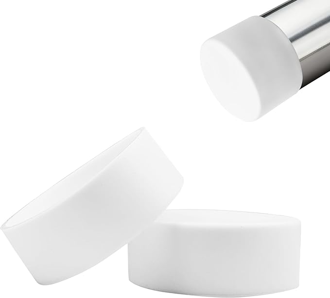 2 Pcs 3-13/16" (98 mm) Round Chair Leg Tips Caps, Silicone Rubber Furniture Leg Floor Protectors, Reduce Noise Folding Metal Chair Leg Cap Replacement for Bar Stool Leg Patio Indoor, White by BOPOREAE