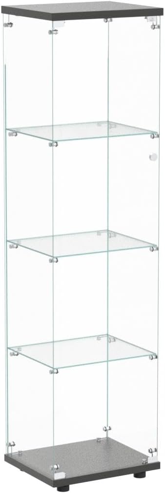 Yoluckea 4 Shelves Glass Display Cabinet with Door, Curio Collection Display Case for Home Office, Floor Standing Bookshelf Corner Cabinet Upgrade Assembly (Black) - Image 5
