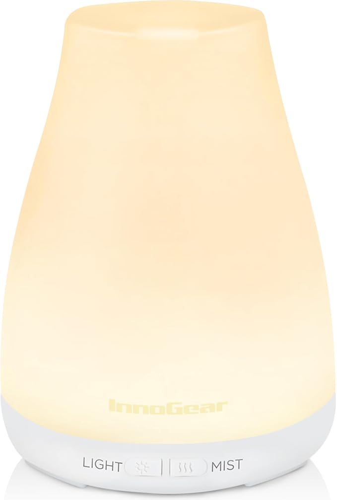 InnoGear Essential Oil Diffuser, Ultrasonic Diffusers for Home Aromatherapy Humidifier for Bedroom Room 7 Colors LED 2 Mist Mode Auto Off, Basic White - Image 8