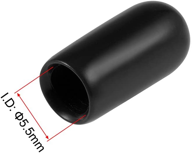 uxcell 20pcs Rubber End Caps 5.5mm ID Vinyl Round Tube Bolt Cap Cover Thread Protectors Black - Image 3