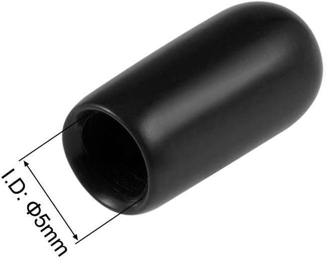 uxcell 20pcs Rubber End Caps 5mm ID Vinyl Round Tube Bolt Cap Cover Thread Protectors Black - Image 3