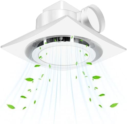Bathroom Exhaust Fan with Light, 110 CFM, 1.0 Sones, 12.16” Ceiling Vent Fan with 20W LED Light, 3 Adjustable Color Temperatures, Ideal for Bathrooms and Toilets by Unknown
