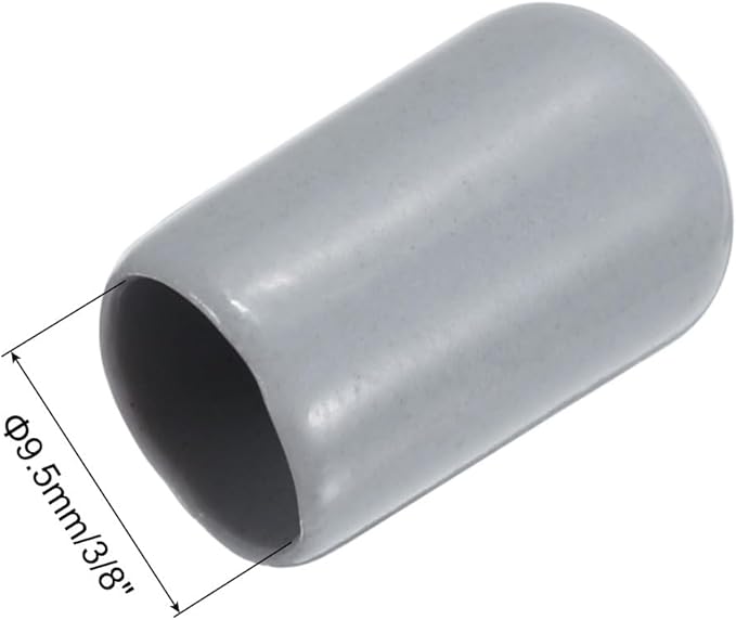 uxcell 20pcs Rubber End Caps 9.5mm(3/8") ID Vinyl PVC Round Tube Bolt Cap Cover Screw Thread Protectors Grey - Image 3