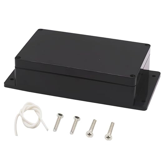 Zulkit Junction Box ABS Plastic Dustproof Waterproof IP65 Universal Electrical Boxes Project Enclosure with Fixed Ear Black 7.87 x 4.72 x 2.2 Inch (200 x 120 x 56 mm)(Pack of 1) by Zulkit