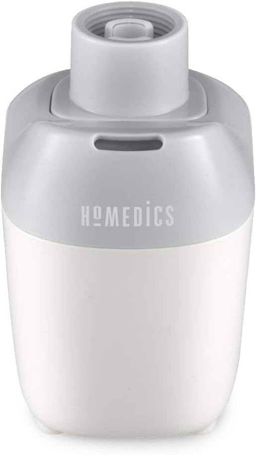 Homedics Ultrasonic Portable Humidifier – Small Air Humidifiers for Bedroom, Plants, Office, Travel – Cool Mist Humidifiers, Uses Standard Water Bottle, White by Homedics