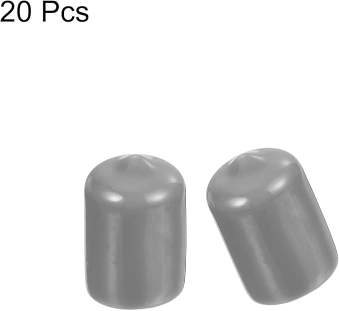 uxcell 20pcs Rubber End Caps Protective Caps 14mm ID Vinyl PVC Round Tube Bolt Cap Cover Screw Thread Protectors, Light Grey - Image 2