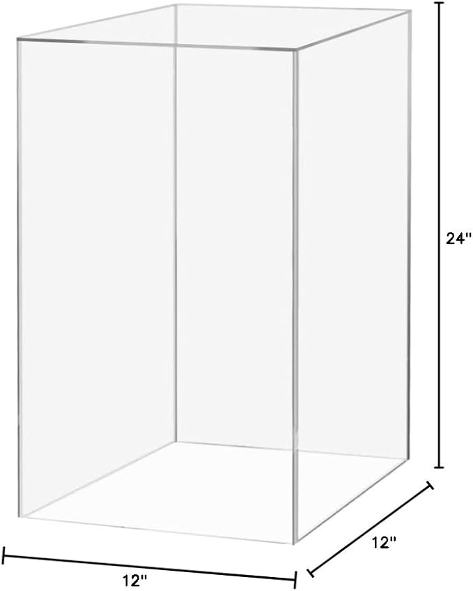 Tall Display Box Clear Acrylic 12" x 12” x 24” No Lid Hollow Pedestal 5 Sided Retail Merchandise Socle Display Trinkets Flower Tower Bin Elevated Multi Use Product Showcase by Marketing Holders - Image 10