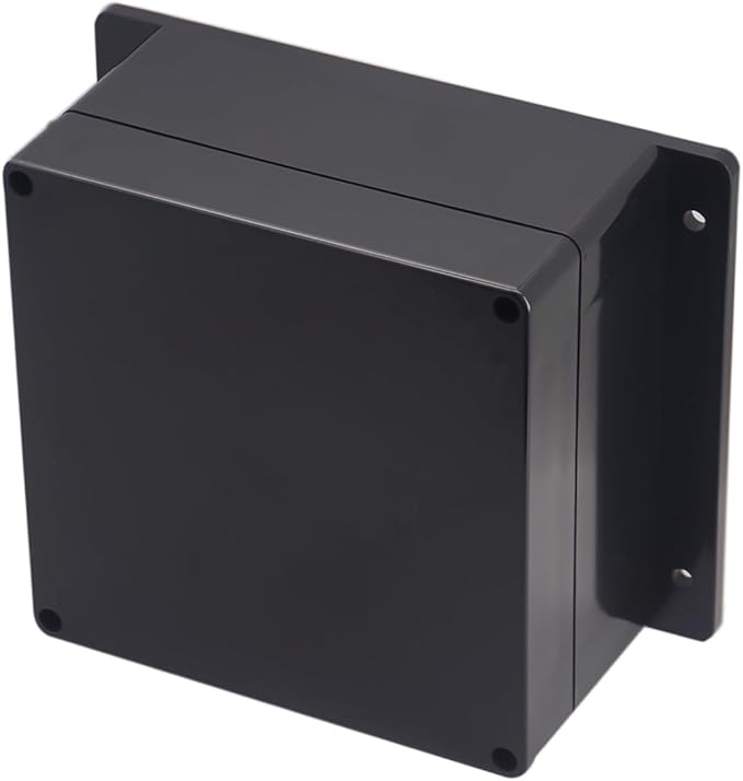 Project Box ABS Plastic Black Electrical Boxes IP65 Waterproof DIY Electronic Junction Box Power Enclosure with Fixed Ear 6.3x6.3x3.5inch (160x160x90 mm) by Otdorpatio