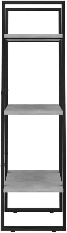 Grey 3-Tier Industrial Storage Shelf 11.8x23.6x41.3 in Matte Engineered Wood & Metal Frame Narrow Bookcase for Living Room Bedroom Office Organization - Image 7