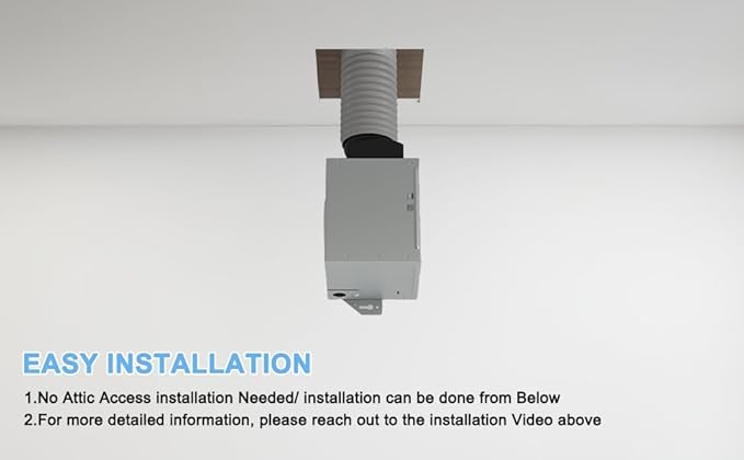 Bathroom Exhaust Fan 80CFM 1.5Sone, 4inch duct, Energy-Saving Household Ventilation Fan with Humidity sensor, No Attic access Needed Installation, Classic White Grille - Image 6