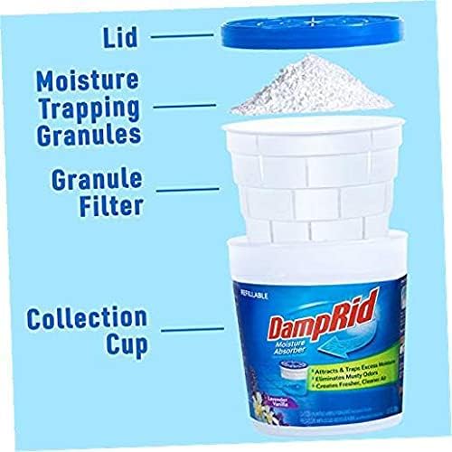 DampRid Lavender Vanilla Refillable Absorber Traps Moisture for Fresher, Cleaner Air, 4 Pack, Blue, 10.5 Ounces - Image 6