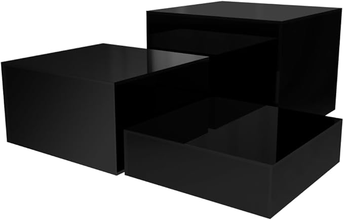 Marketing Holders Acrylic Display Riser Boxes Black 3 Piece Retail Product Riser 2", 4", 6" High Nesting Bins One Open Side No Lid Merchandise Storage Box POP Showcase by MarketingHolders