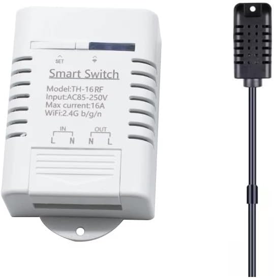 eWeLink Smart 16A Switch with Temperature and Humidity Monitoring, WiFi Thermostat Controller Compatible with Alexa Google Home (Temperature and Humidity) by MHCOZY