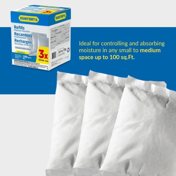 HUMYDRY Moisture Absorbers Refills for 8.8 Oz Dehumidifier, 18 Count, 6 Packs of 3 Humidity Absorber Bags, Pre Measured Non Electric Refill Bags for Closets Bathroom and Small Enclosed Spaces - Image 3