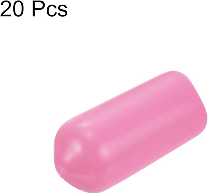 uxcell 20pcs Rubber End Caps 7mm ID Vinyl PVC Round Tube Bolt Cap Cover Screw Thread Protectors Pink - Image 2