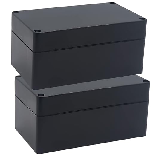 Watertight Junction Box, IP67 Waterproof Project Box Durable ABS Plastic Electronic Enclosure Case for DIY Electrical Project Black 6.22" x 3.54" x 2.36"(158 x 90 x 60 mm) 2Pcs by YETLEBOX