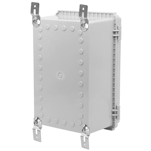 Zulkit Junction Box,IP67 Waterproof Electrical Box Hinged Cover Stainless Steel Buckle Plastic Enclosure for Project w Mounting Plate Wall Bracket and 2 Cable Gland Grey 10.2 x 6.3 x 3.9 Inch - Image 7