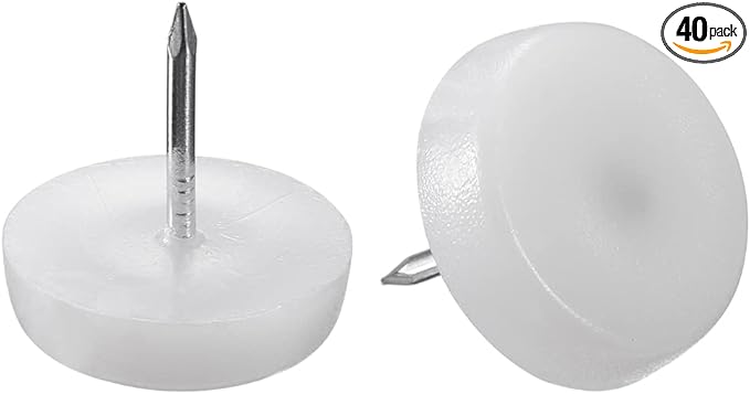 uxcell Furniture Feet Nail Plastic Glide Nails Chair Table Leg Protector Pads 20mm Dia White 40pcs by uxcell