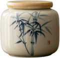 Storage Tank Hand-painted Distant Mountains, Green Bamboo, Persimmon Tea Cans, Small Ceramic Sealed Tea Cans, Moisture-proof Home Use Tea Storage Caddy(C) by Unknown